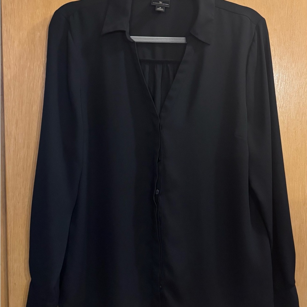 Worthington Black Collared Blouse